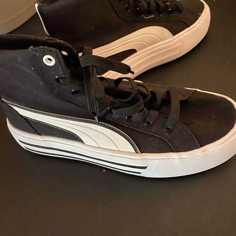 Puma Black and White Canvas High-Tops